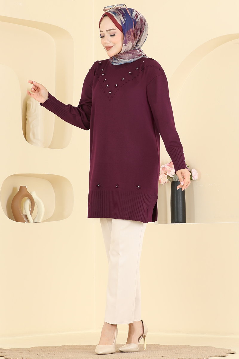 Çiçek Desenli Merserize Tunik 05BRZ597