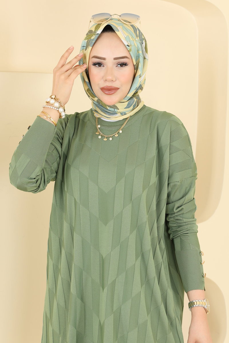 Düğme Detaylı Merserize Tunik 3293NVX1208 görsel 3