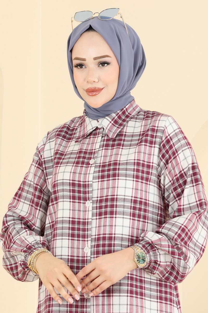 Ekose Desenli Uzun Tunik 237NZRK1200 görsel 3
