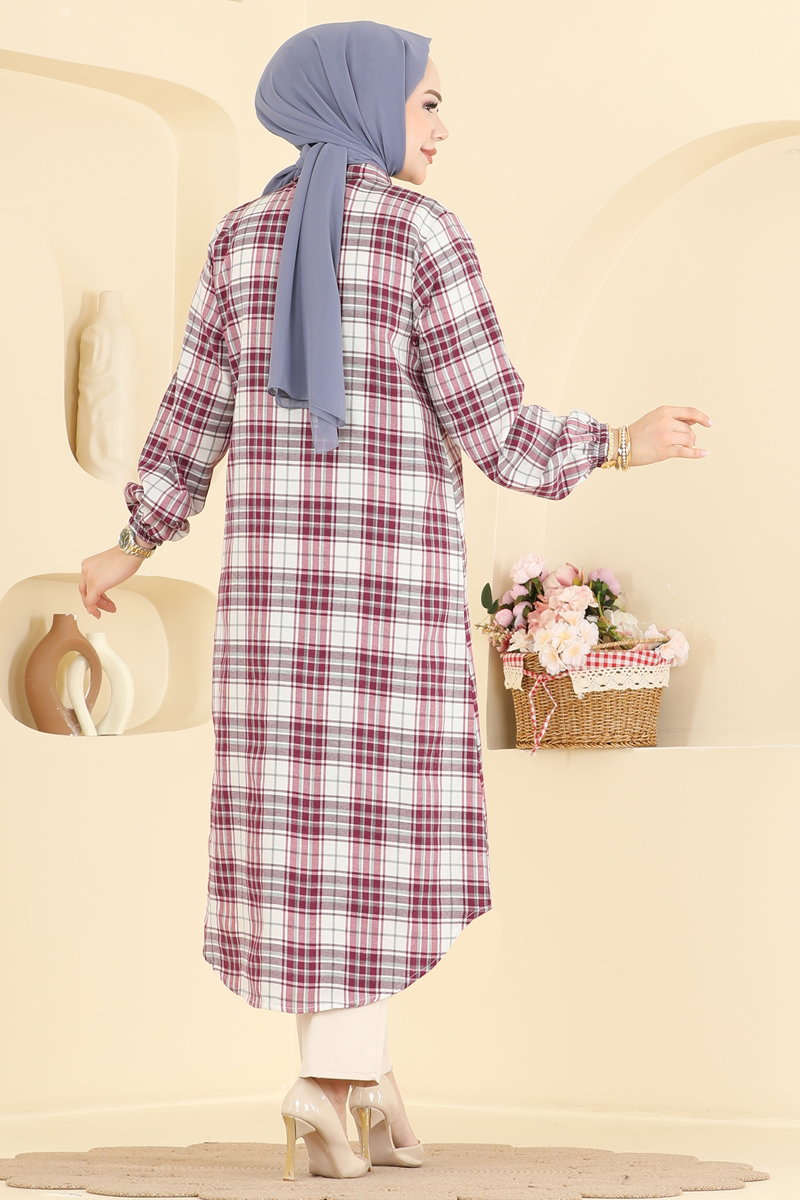 Ekose Desenli Uzun Tunik 237NZRK1200 görsel 4