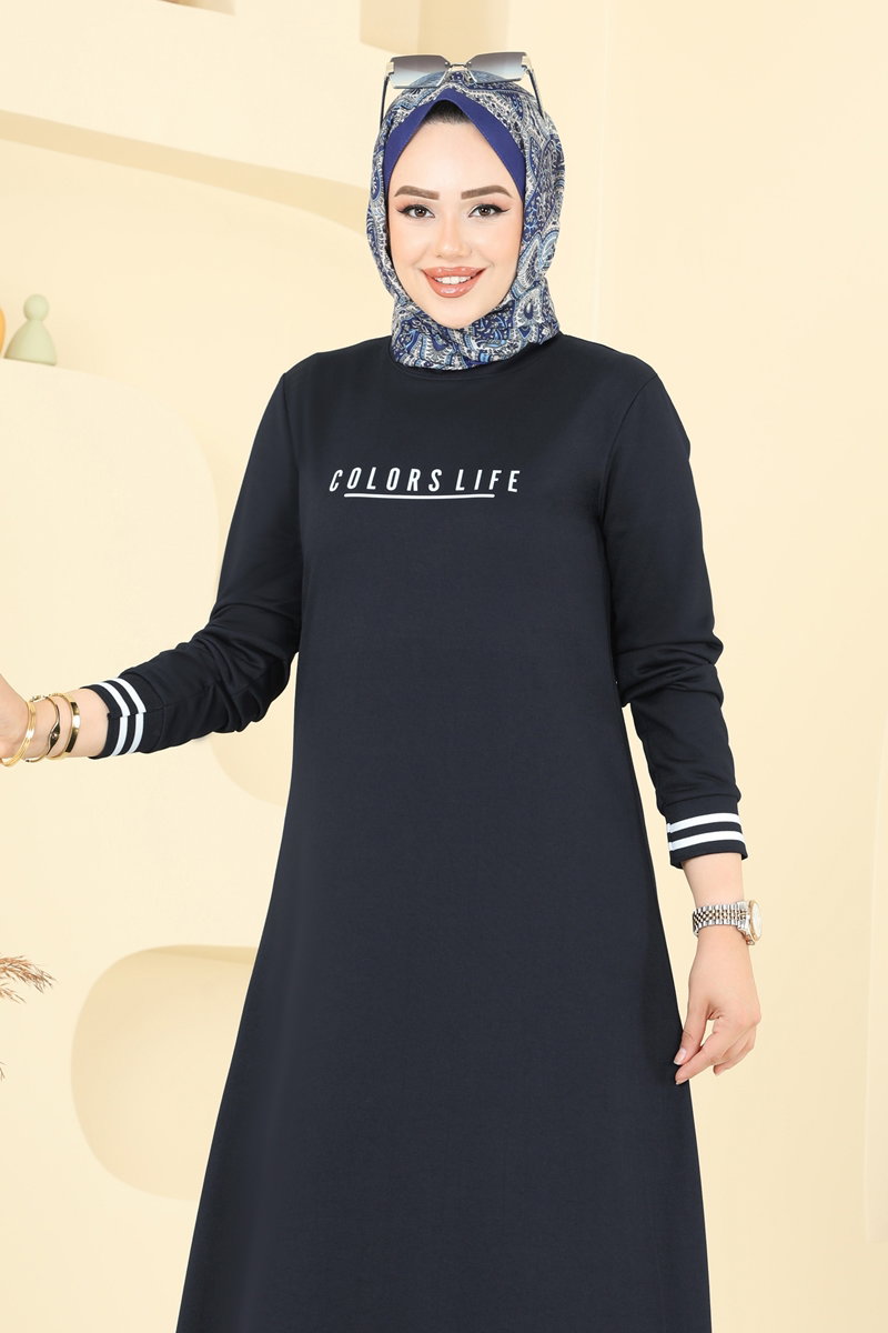 Yazı Baskılı Tesettür Elbise 4108PM271 görsel 3