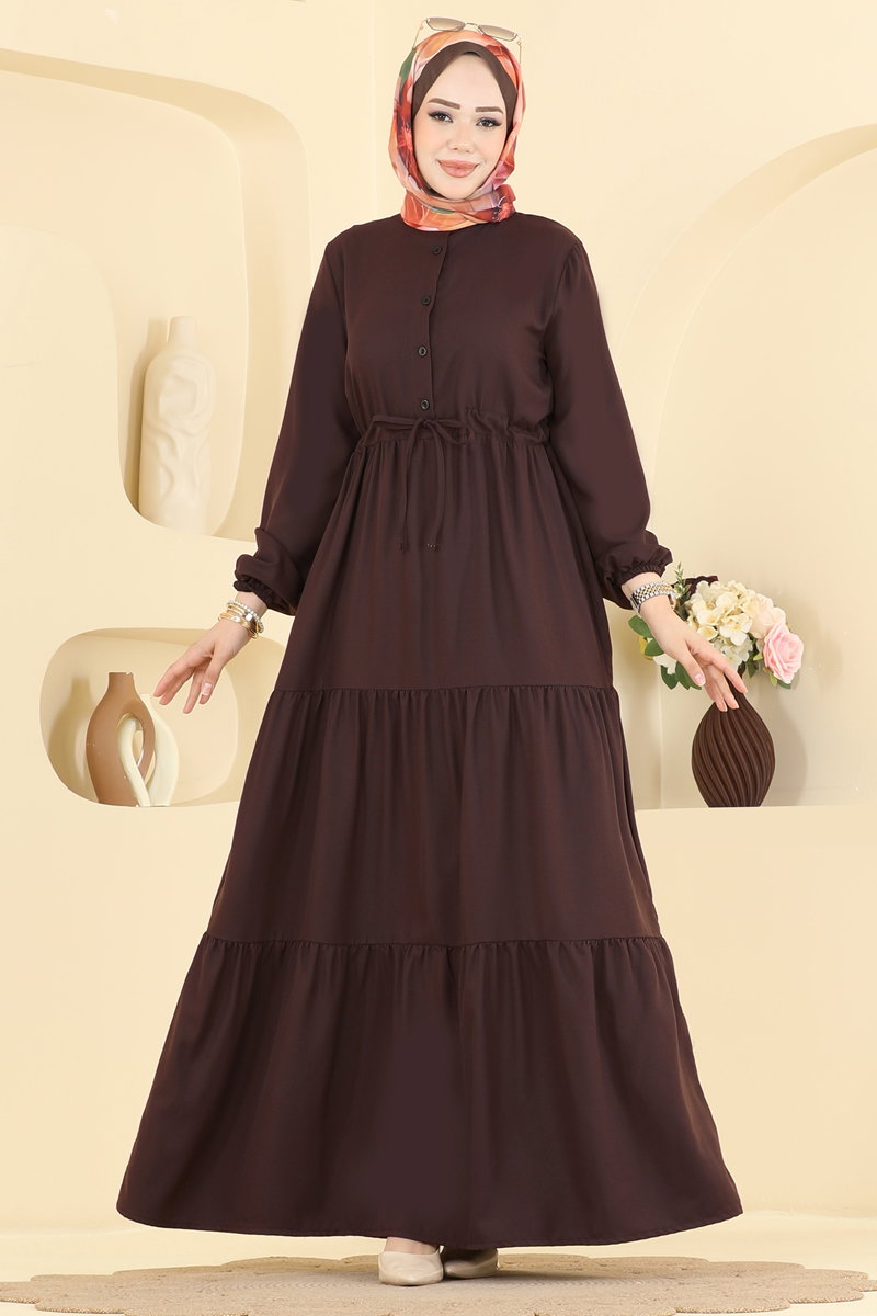 Beli Bağcıklı Düğmeli Elbise 144NZRK1200