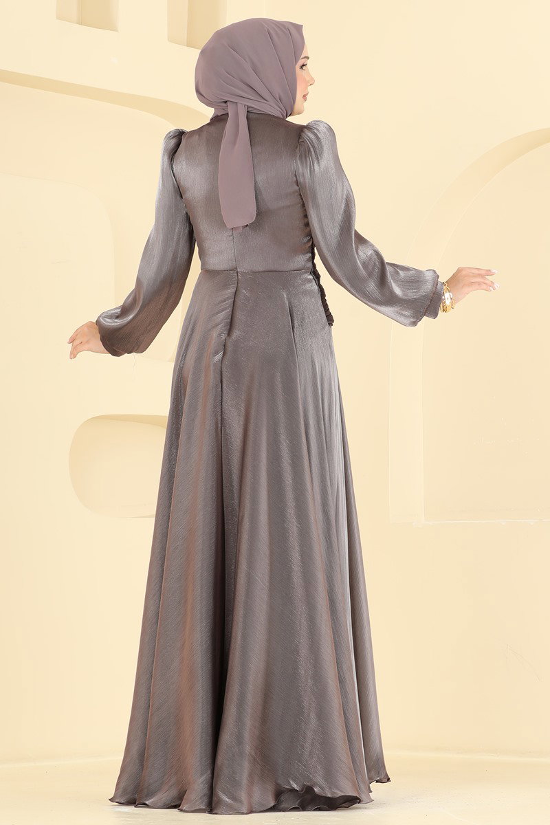 Taşlı Organze Şık Abiye 5705DMNK1166 görsel 4
