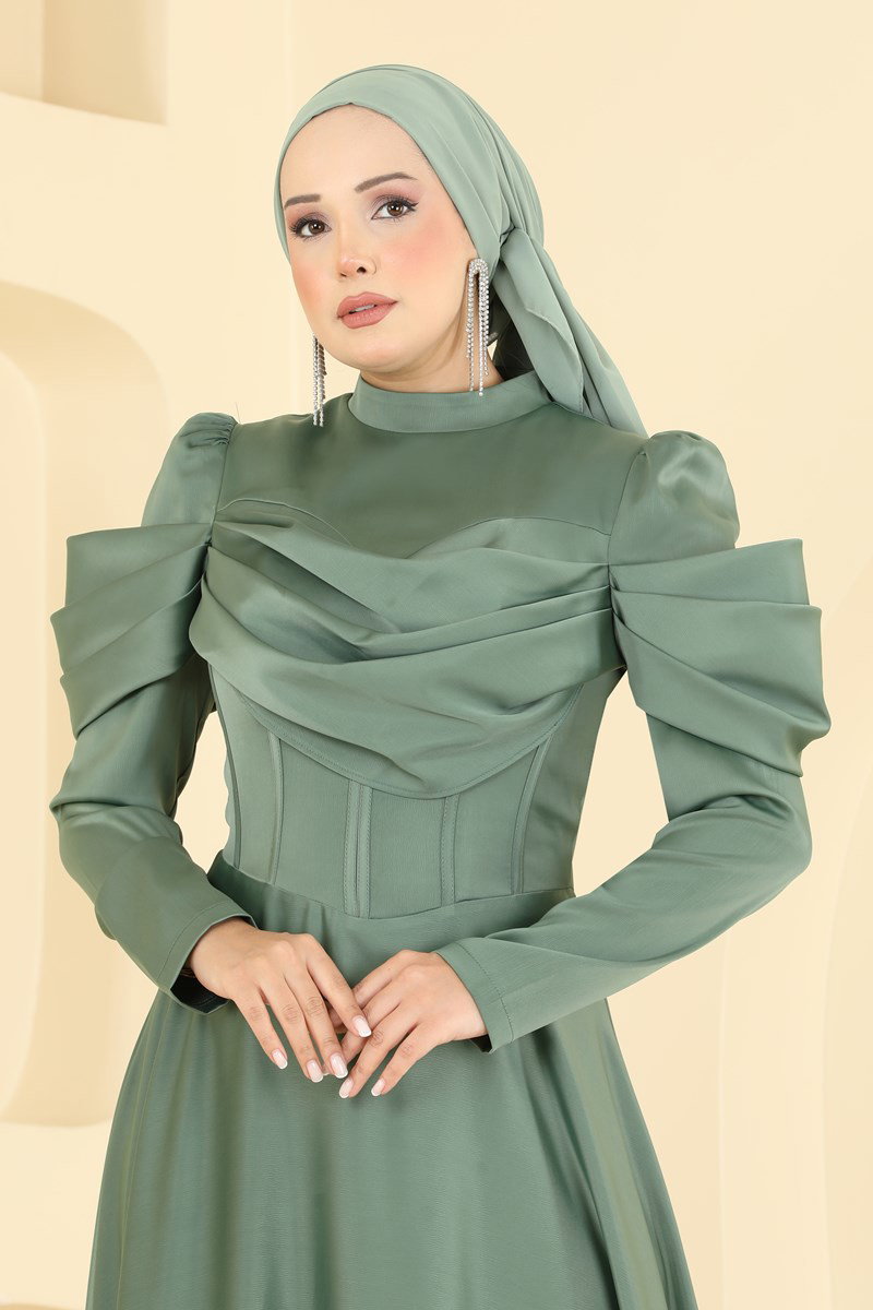 Drape Detaylı Şık Abiye 5779DMNK1166 görsel 3