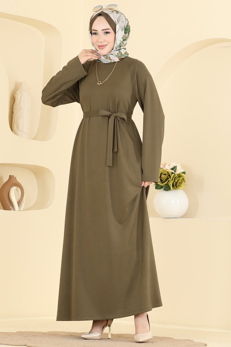 Kemerli Uzun Modal Elbise 5701ZNNK1102