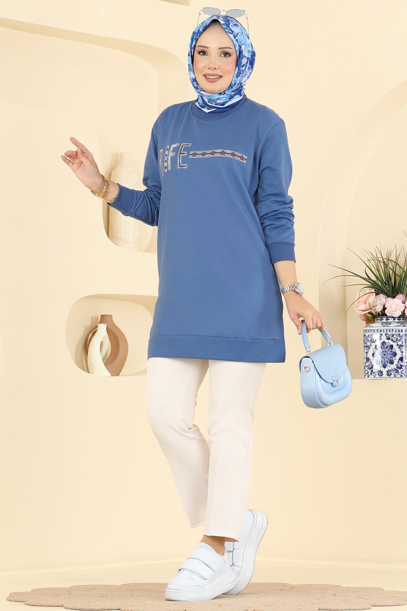 Taş Baskılı Yırtmaçlı Tunik 2805TPK1167