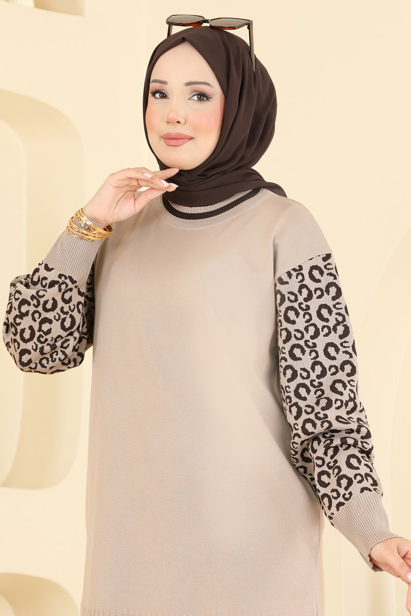 Leopar Desenli Merserize Tunik 015BRZ597 görsel 3