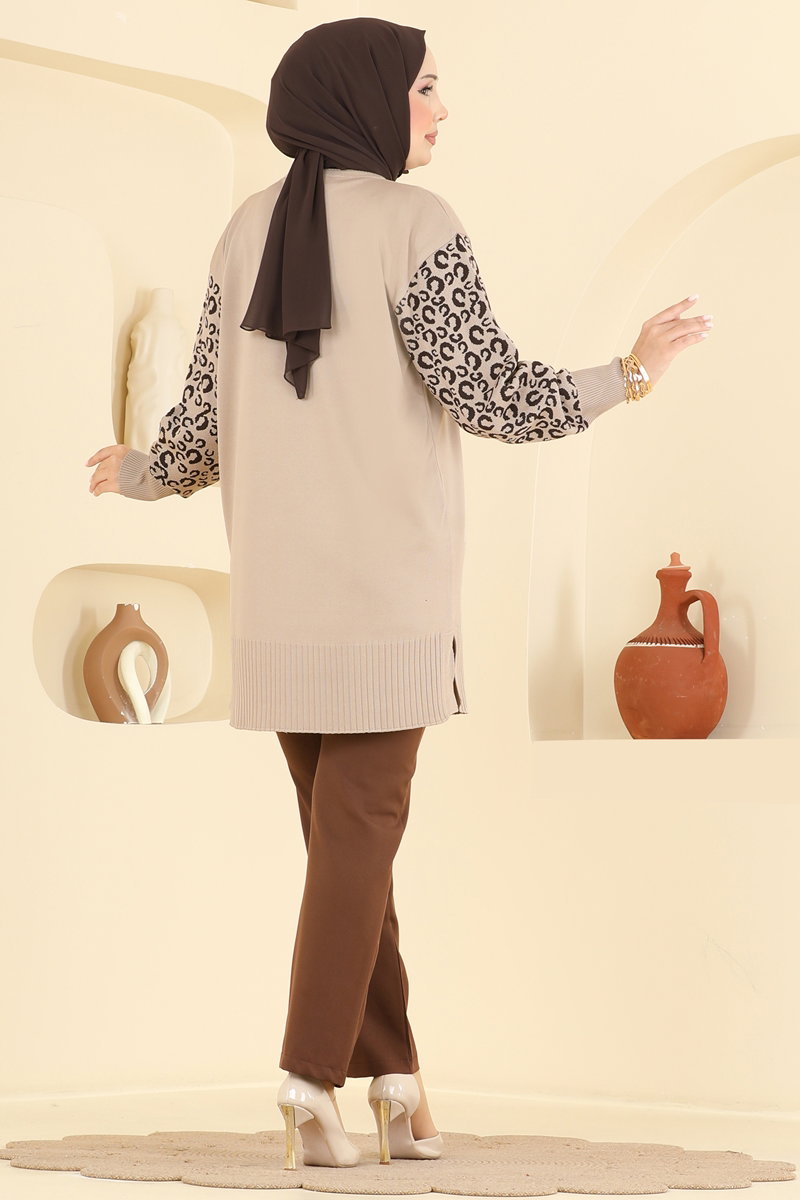 Leopar Desenli Merserize Tunik 015BRZ597 görsel 4