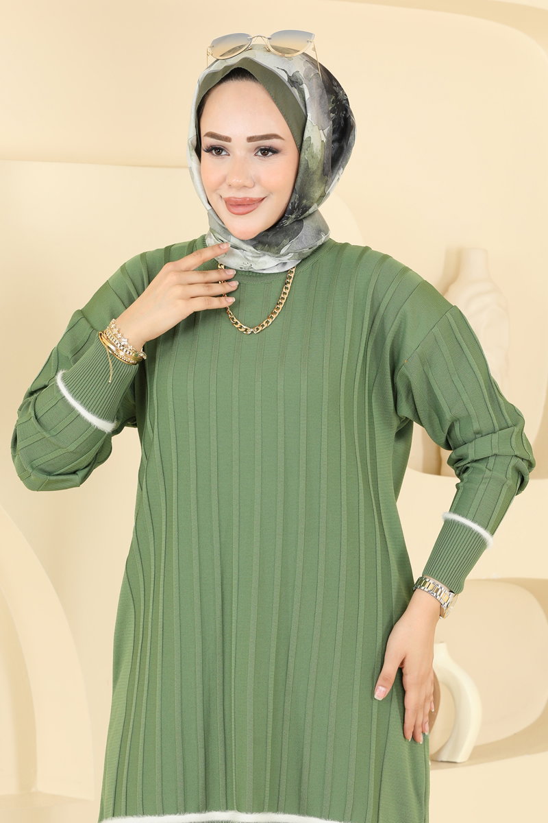 Şerit Detaylı Merserize Triko Tunik 3402NVX1208 görsel 3