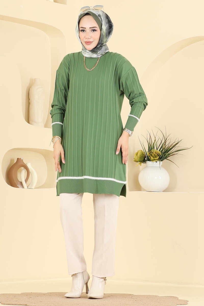 Şerit Detaylı Merserize Triko Tunik 3402NVX1208