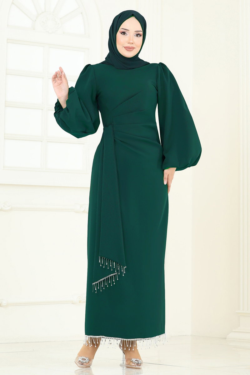 Taşlı Abiye Elbise 6225BSK463