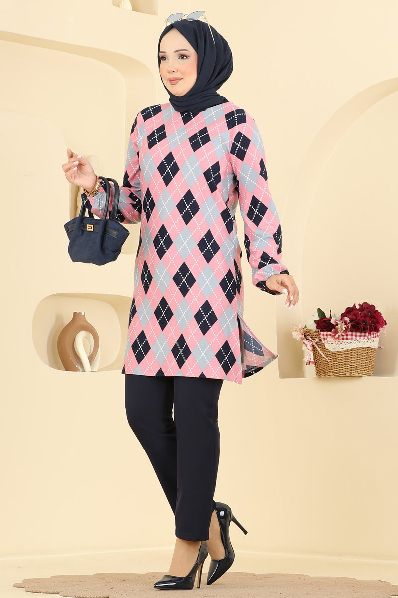 Desenli Bisiklet Yaka Tunik 4520PRMK1210