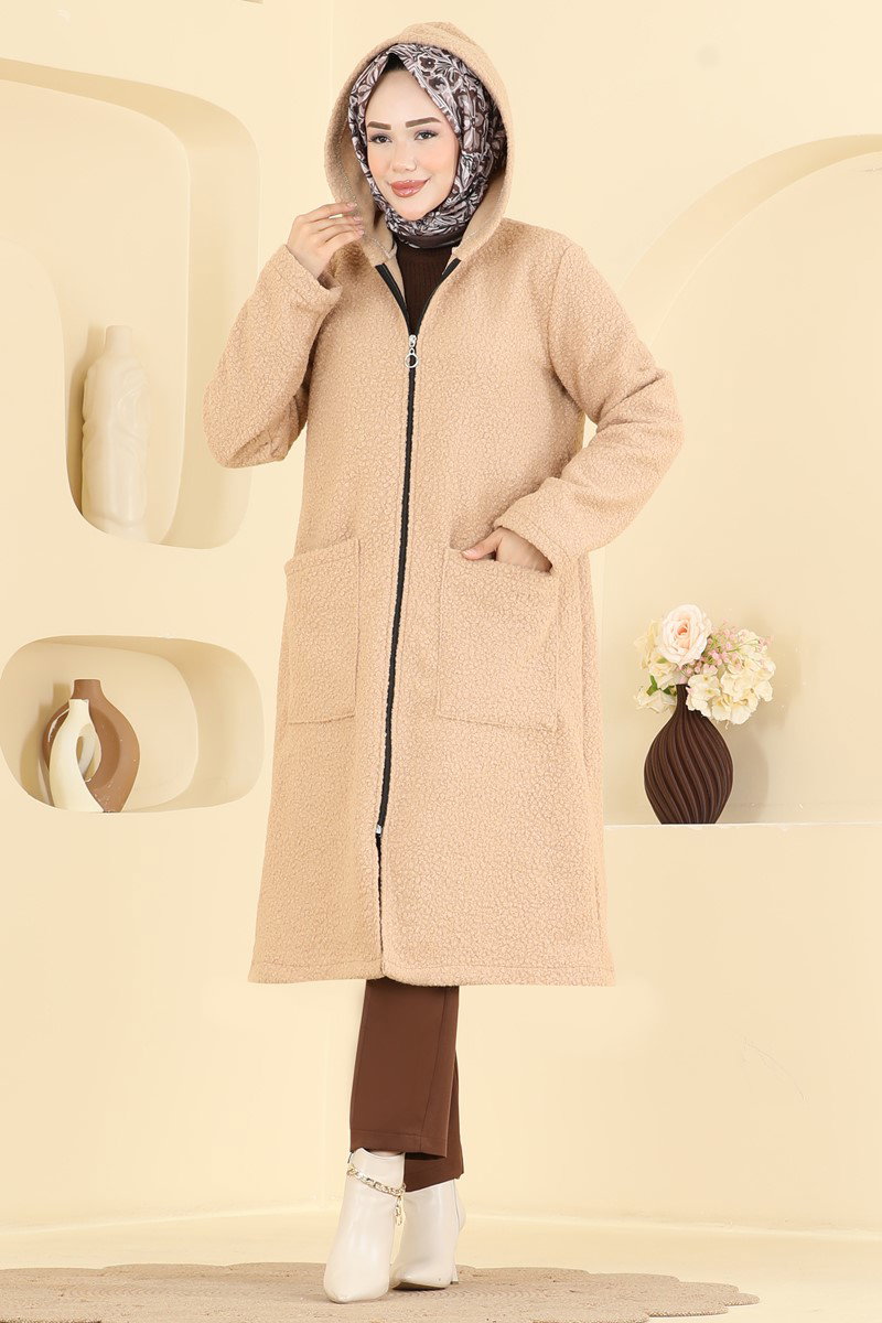Fermuar Detaylı Peluş Kap 2183LYD1165 görsel 3