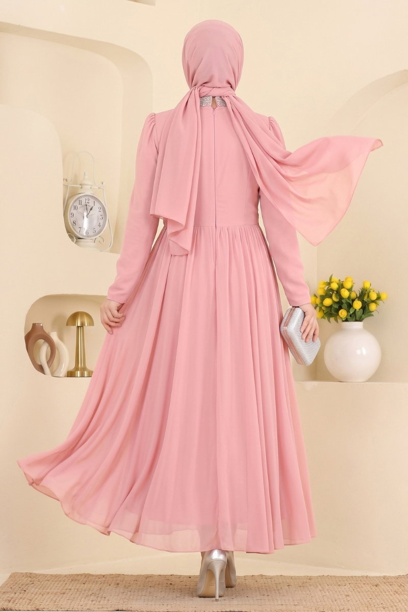 Taş Detaylı Drapeli Abiye 5772DMNK1166 görsel 4