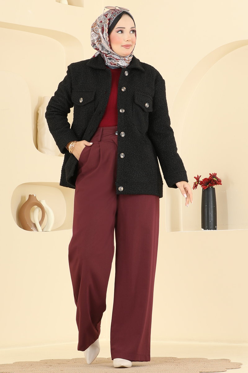 Önden Düğmeli Peluş Kap 2184LYD1165