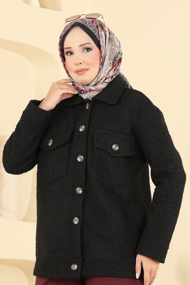 Önden Düğmeli Peluş Kap 2184LYD1165 görsel 3