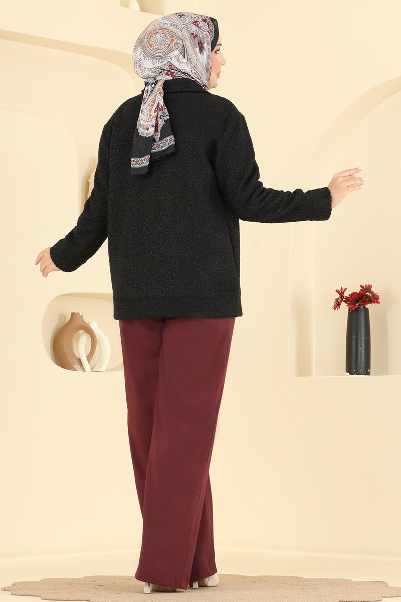 Önden Düğmeli Peluş Kap 2184LYD1165 görsel 4
