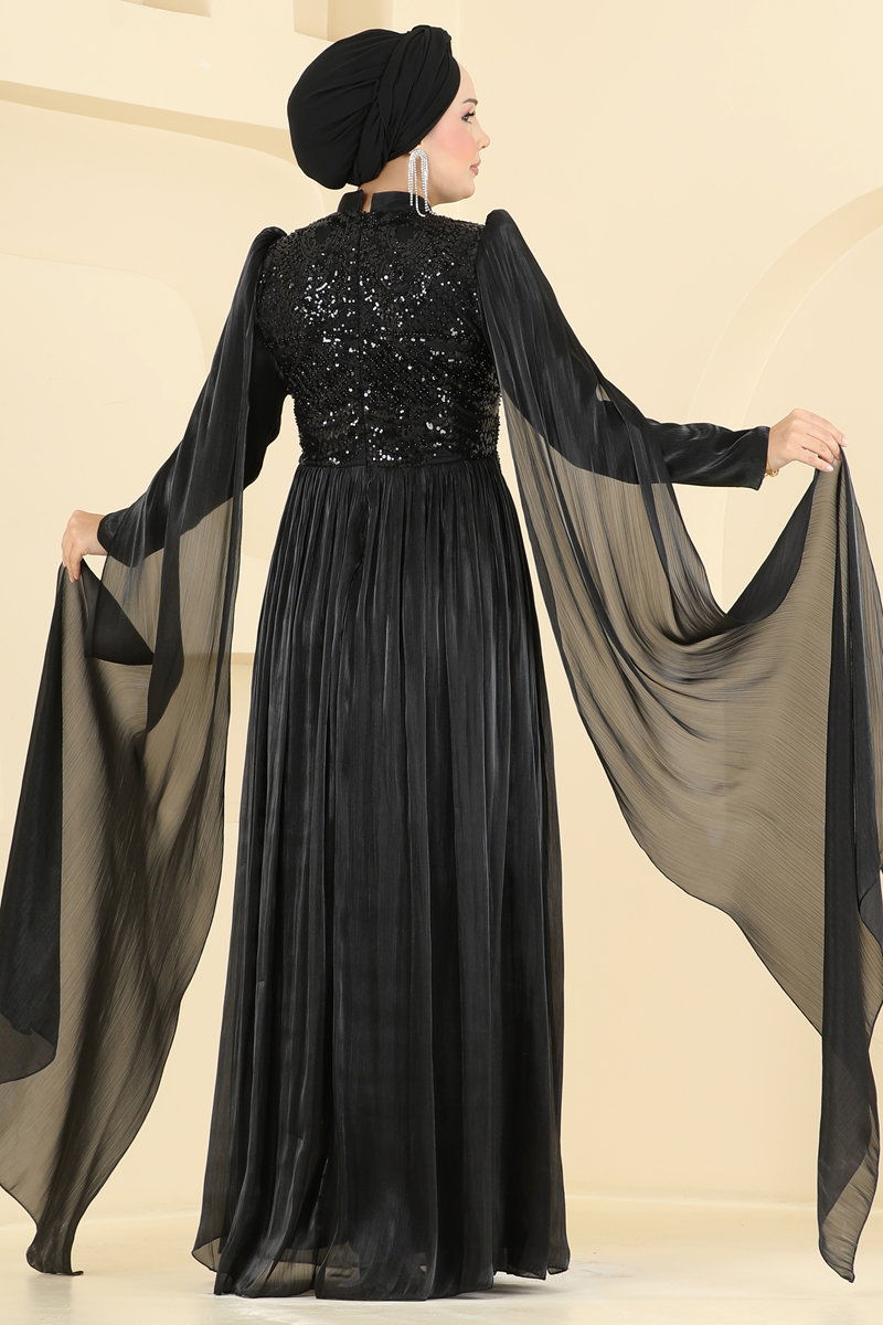 Boncuk Detaylı Organze Abiye 4022ARL1089 görsel 4