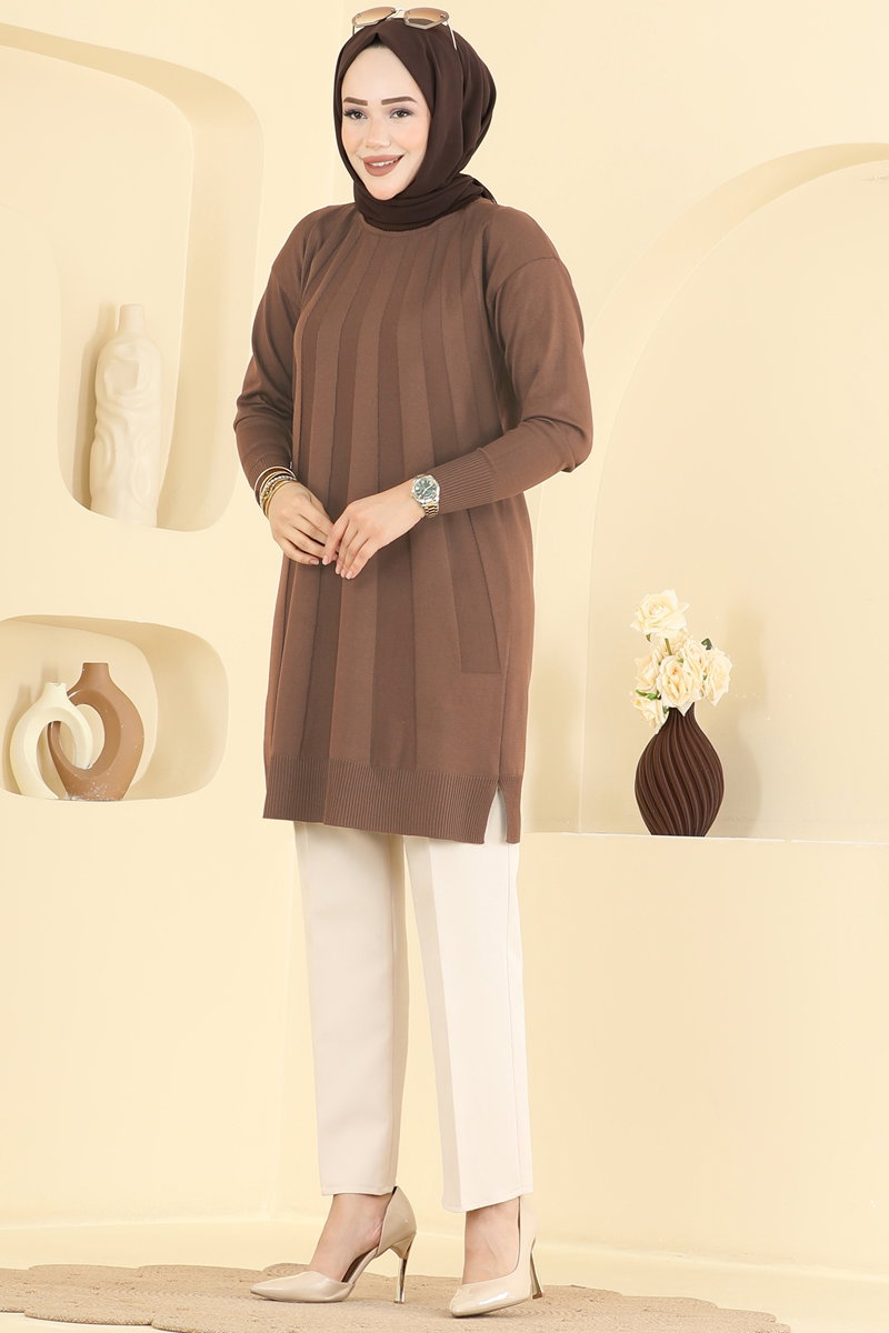Şerit Detaylı Merserize Tunik 3190NVX1208