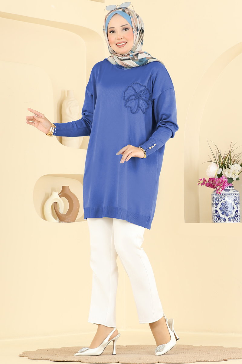 Nakış İşlemeli Merserize Tunik 3303NVX1208