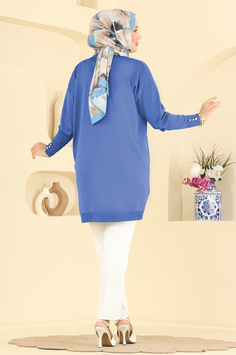 Nakış İşlemeli Merserize Tunik 3303NVX1208 görsel 4