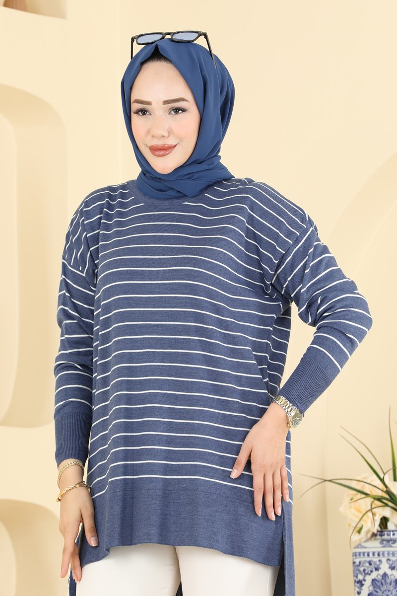 Çizgi Desen Triko Tunik 2020UZ662 görsel 3