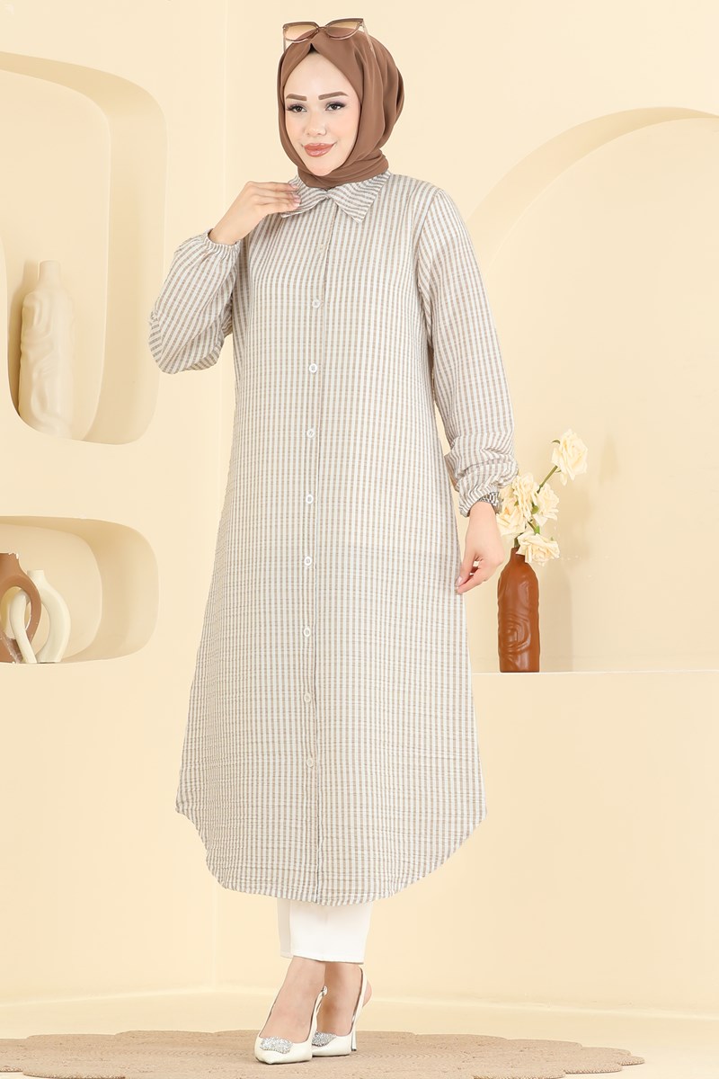Çizgili Düğme Detaylı Tunik 239NZRK1200