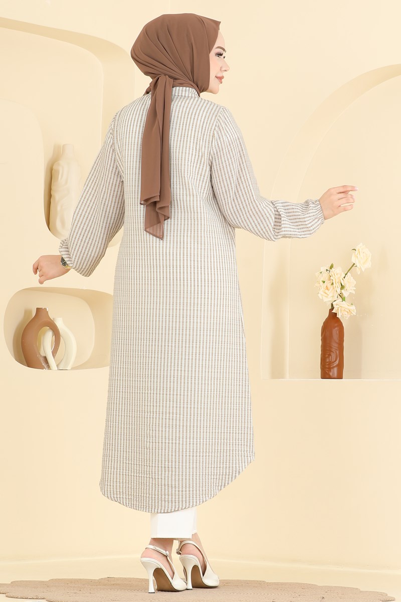 Çizgili Düğme Detaylı Tunik 239NZRK1200 görsel 4