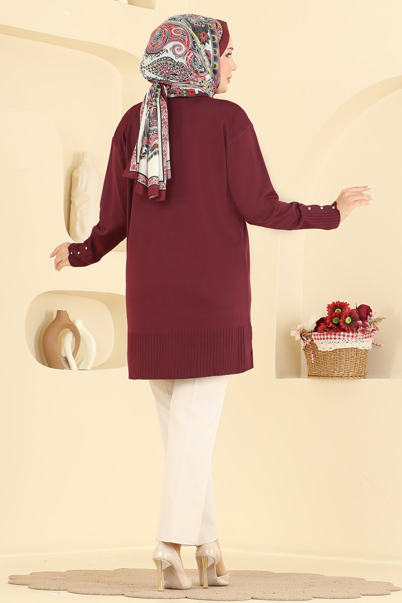Taş Detaylı Merserize Şık Tunik 01BRZ597 görsel 4