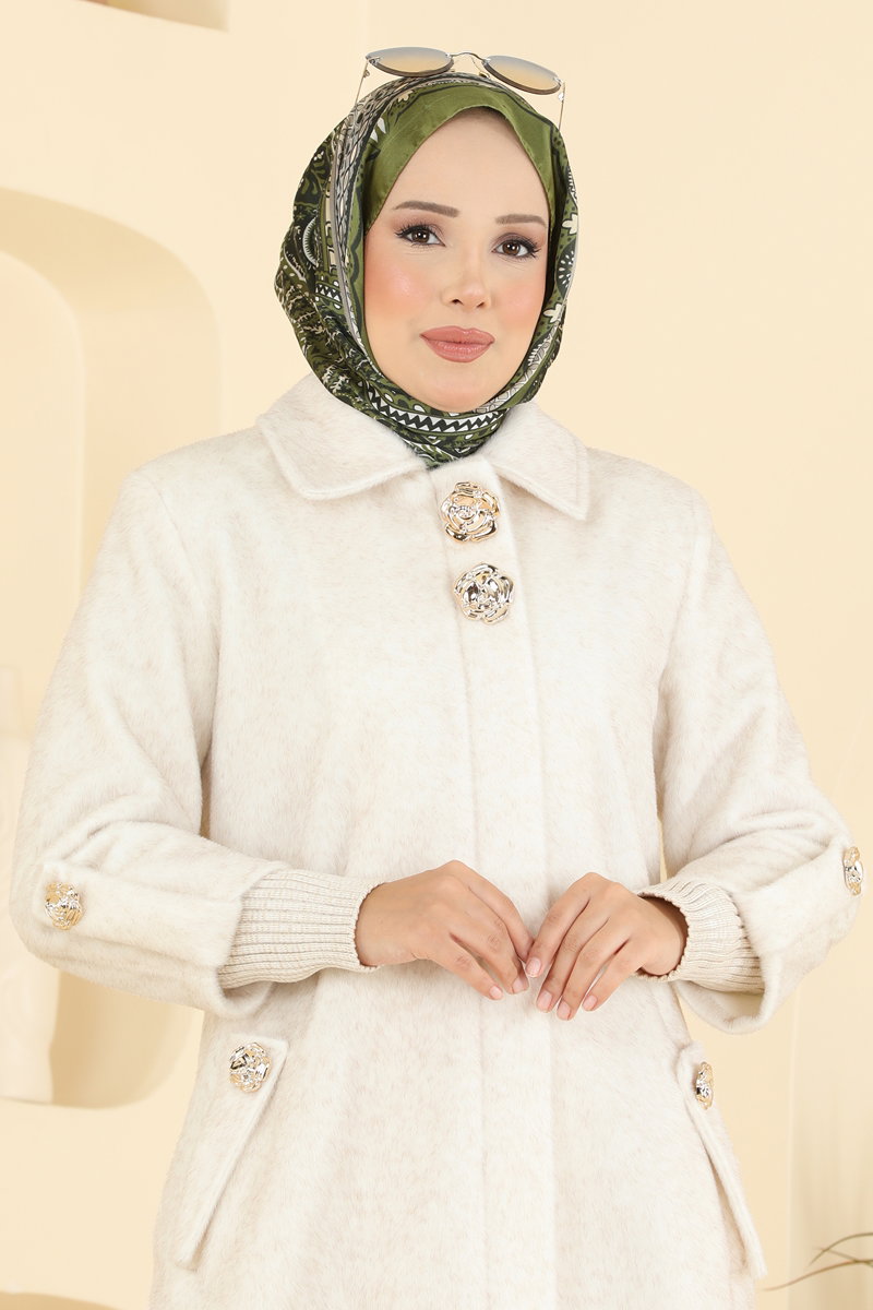 Elena Düğmeli Angora Kaban 5016DFL152 görsel 3