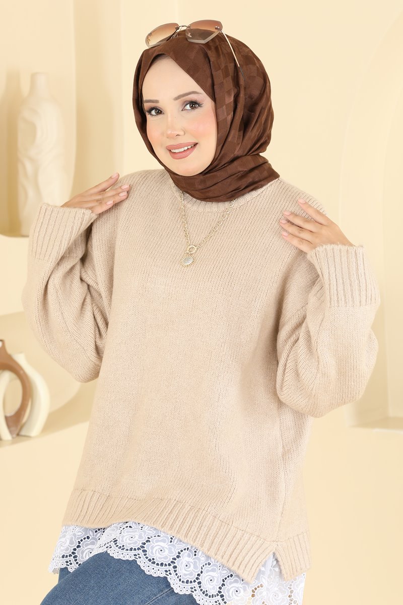 Dantel Detaylı Triko Tunik 815MRK805 görsel 3