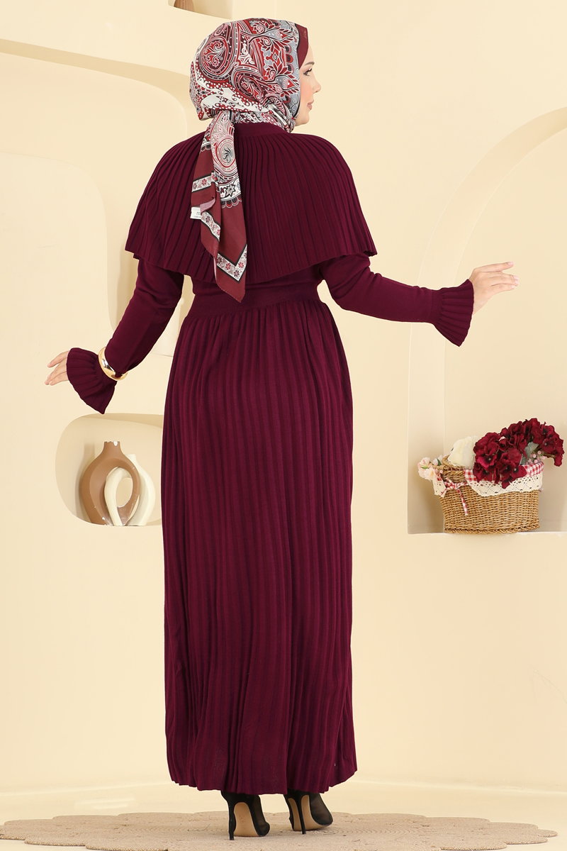 Pelerin Detaylı Triko Elbise 817MRK805 görsel 4