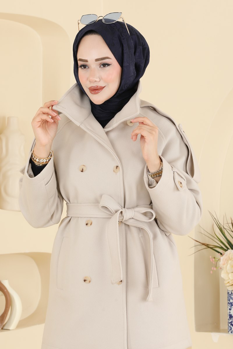 Dik Yaka Kaşe Kaban 6328BSK463 görsel 3