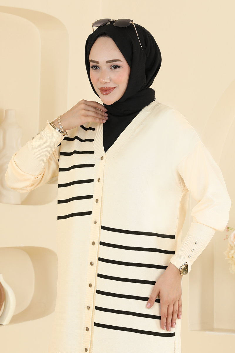 Çizgi Detaylı Merserize Hırka 7023UZ662 görsel 3
