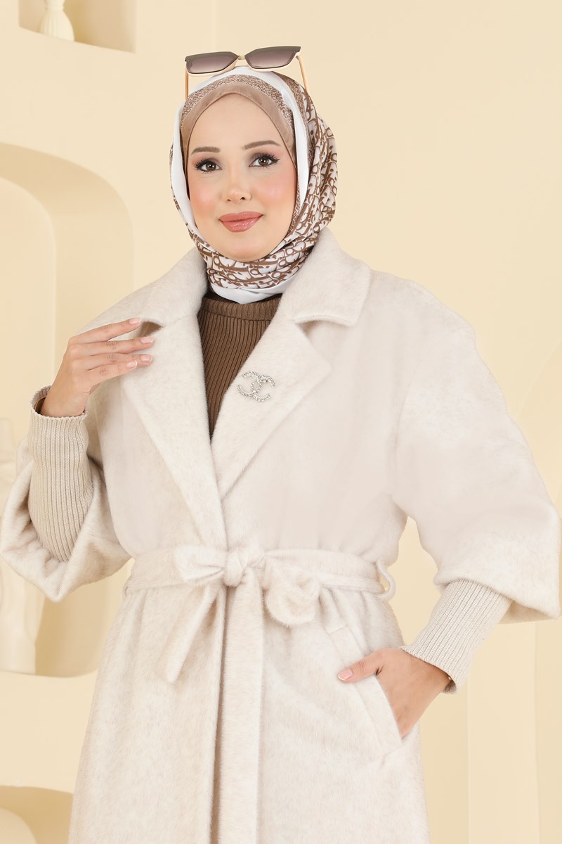 Ribana Detaylı Broşlu Kaban 10006FMZ1159 görsel 3