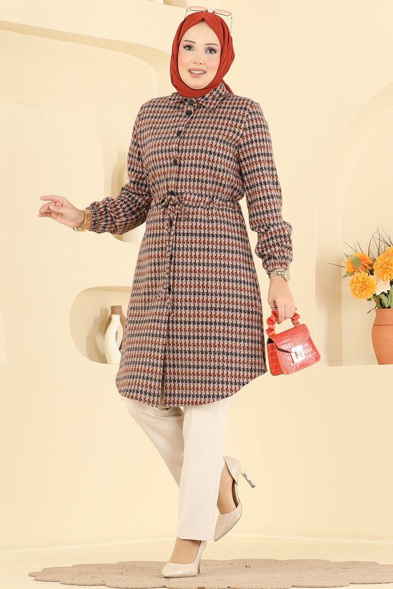 Beli Bağcıklı Ekose Tunik 3093KTR750