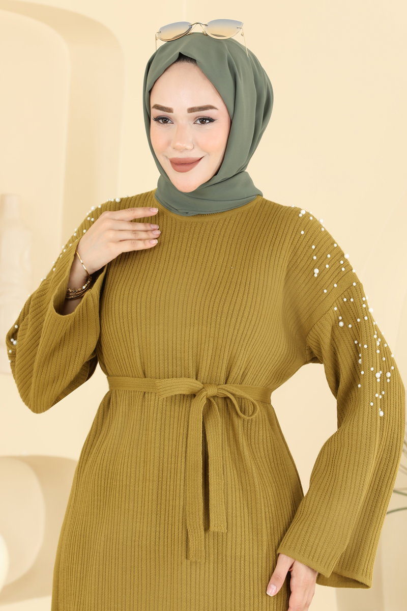 İnci Detaylı Triko Elbise 3068BRZ597 görsel 3