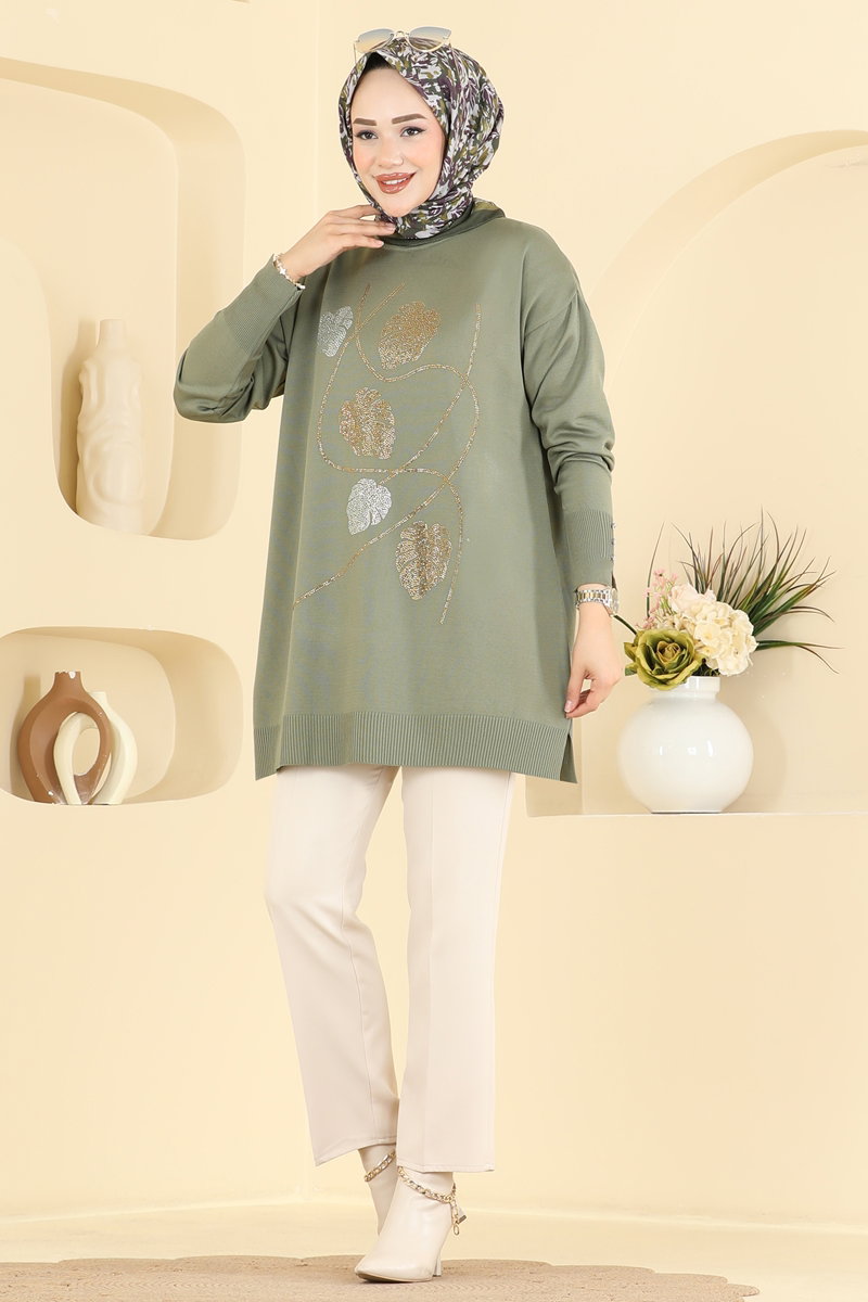 Yaprak Desenli Merserize Tunik 7036UZ662