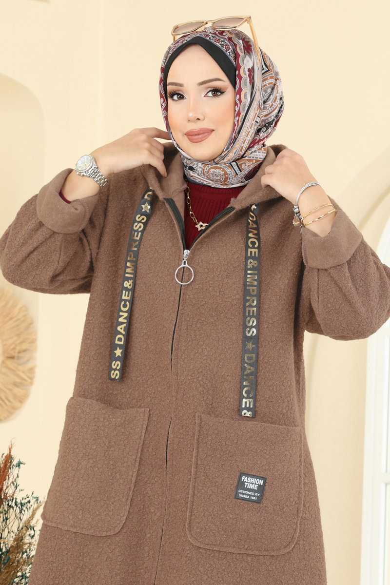 Kapşon Detaylı Peluş Kap 2141LYD1165 görsel 4
