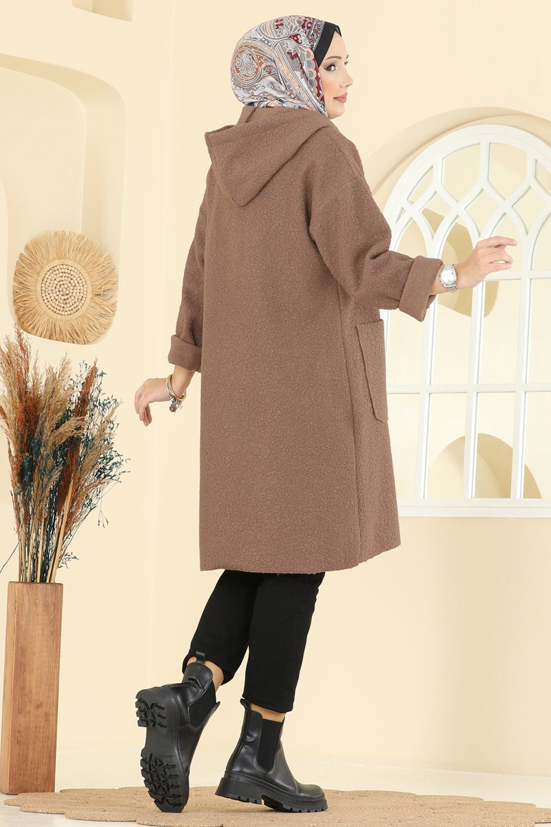 Kapşon Detaylı Peluş Kap 2141LYD1165 görsel 5