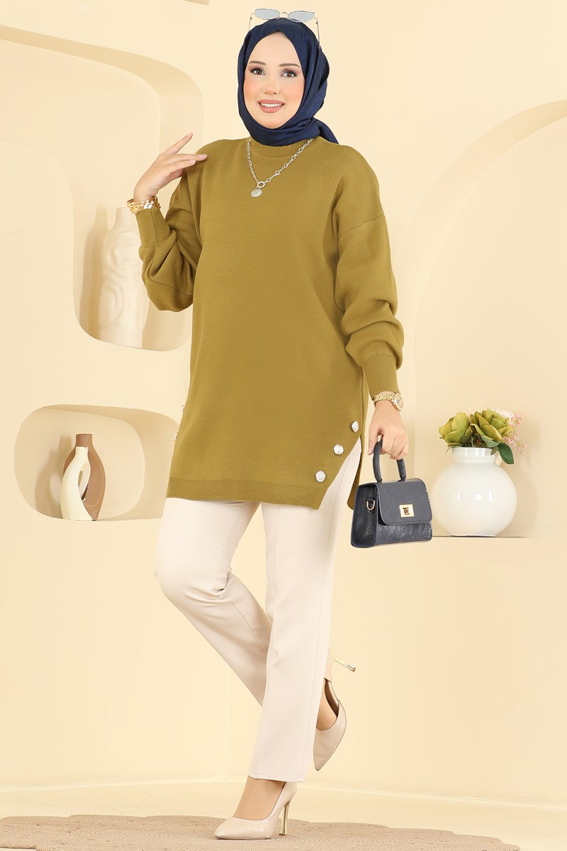 Yırtmaç Detaylı Triko Tunik 1096KLN570
