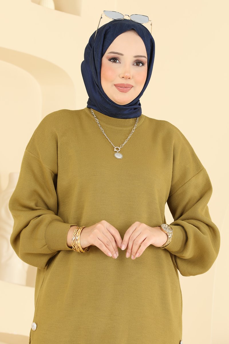 Yırtmaç Detaylı Triko Tunik 1096KLN570 görsel 3