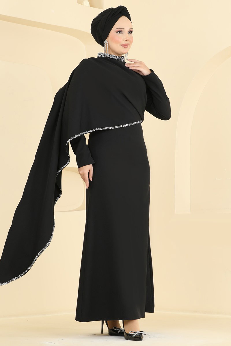 Şal Detaylı Taşlı Abiye 5858EDFK1198
