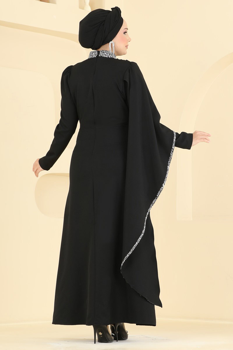 Şal Detaylı Taşlı Abiye 5858EDFK1198 görsel 4