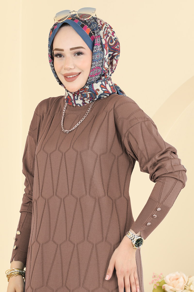 Geometrik Desenli Merserize Tunik 3317NVX1208 görsel 3