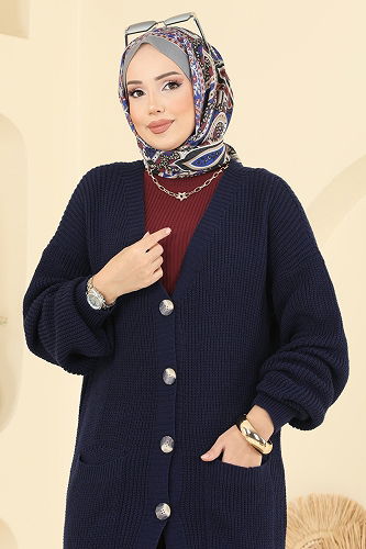 moda selvim V Yaka Triko Hırka 2729AYD574 Laci - Thumbnail