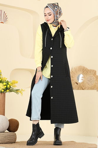moda selvim سترة أسود 1979TRT545 - Thumbnail