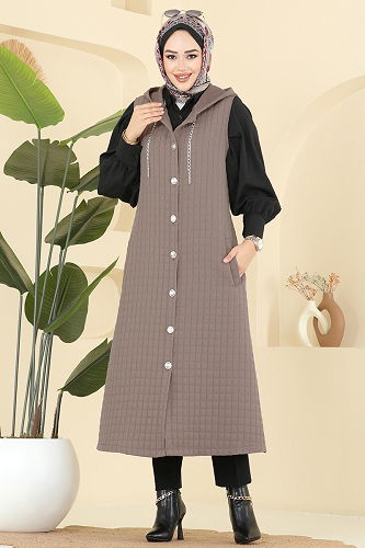 moda selvim سترة بيج غامق 1979TRT545 - Thumbnail