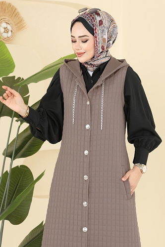 moda selvim سترة بيج غامق 1979TRT545 - Thumbnail