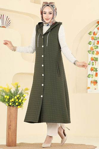 moda selvim Vest 1979TRT545 Khaki - Thumbnail